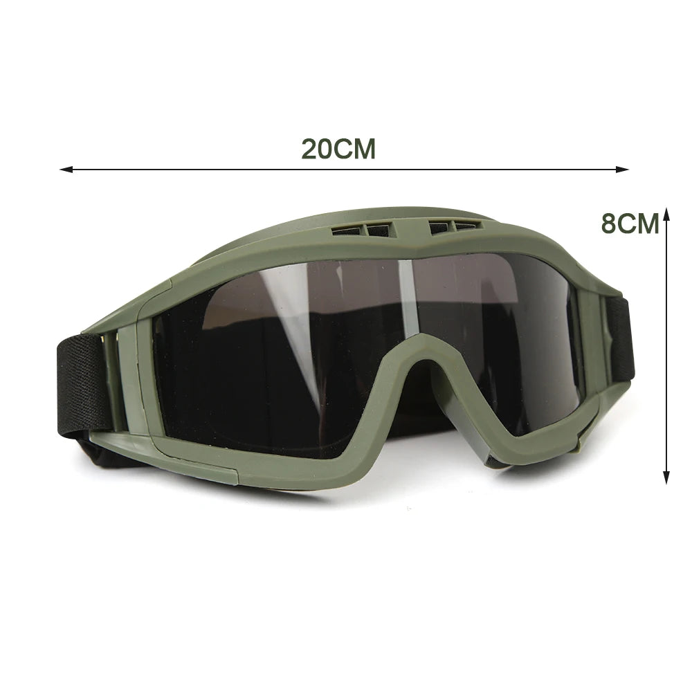 Tactical Goggles 3 Lens Windproof, Dustproof Glasses, CS Safe Protection