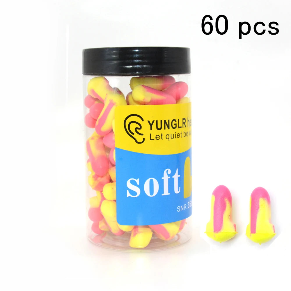 60 pcs Earplugs Sound Insulation Anti Noise Foam Soft