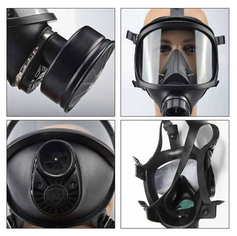 Full Face Gas Mask with Cannister Filter, Firefighter Style Compatible with Glasses