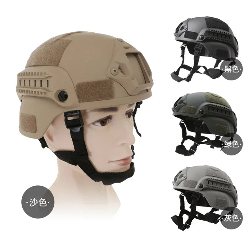FAST style Paintball and Airsoft Protective Helmet with Velcro and Headlamp Mounts