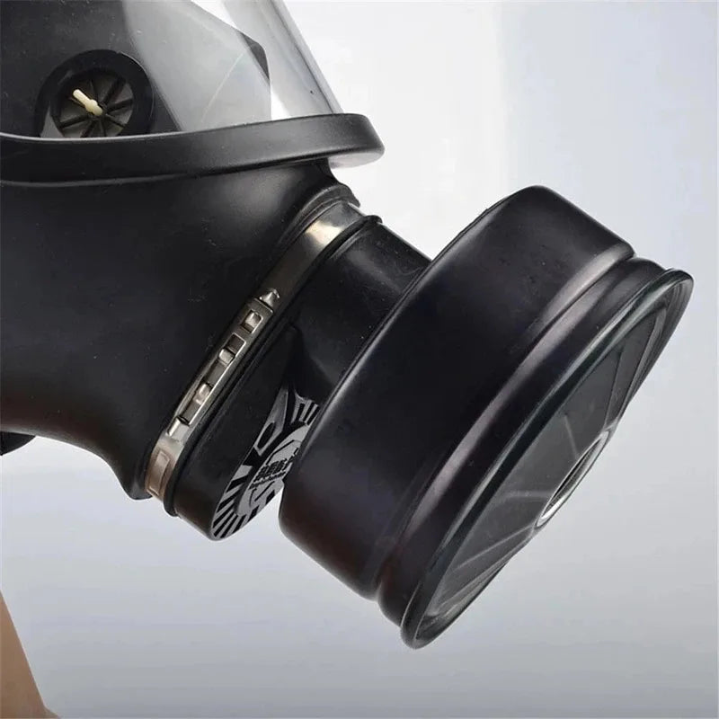 Full Face Gas Mask with Cannister Filter, Firefighter Style Compatible with Glasses