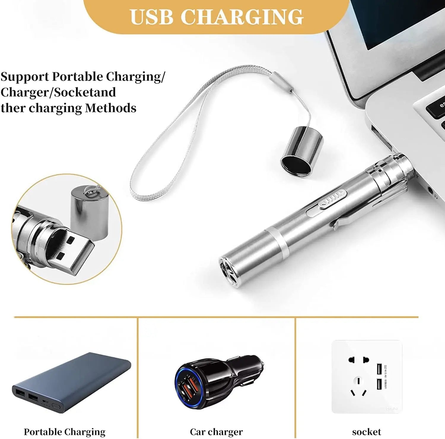 USB Rechargeable Laser Pointer with 3 Modes and 5 Patterns
