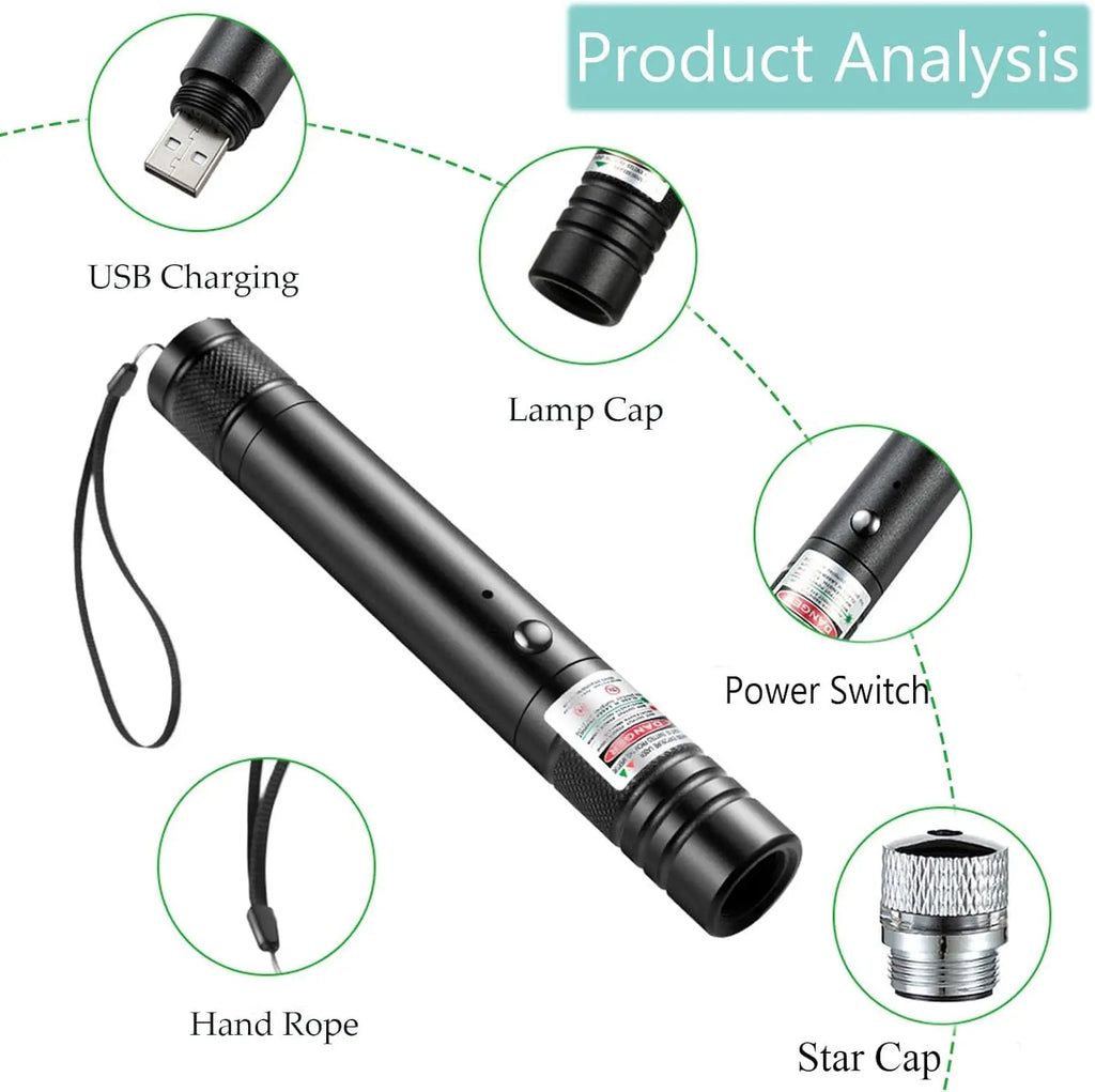Green Adjustable Focus USB Rechargable Laser Pointer