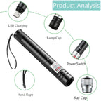 Green Adjustable Focus USB Rechargable Laser Pointer
