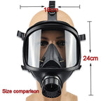 Full Face Gas Mask with Cannister Filter, Firefighter Style Compatible with Glasses