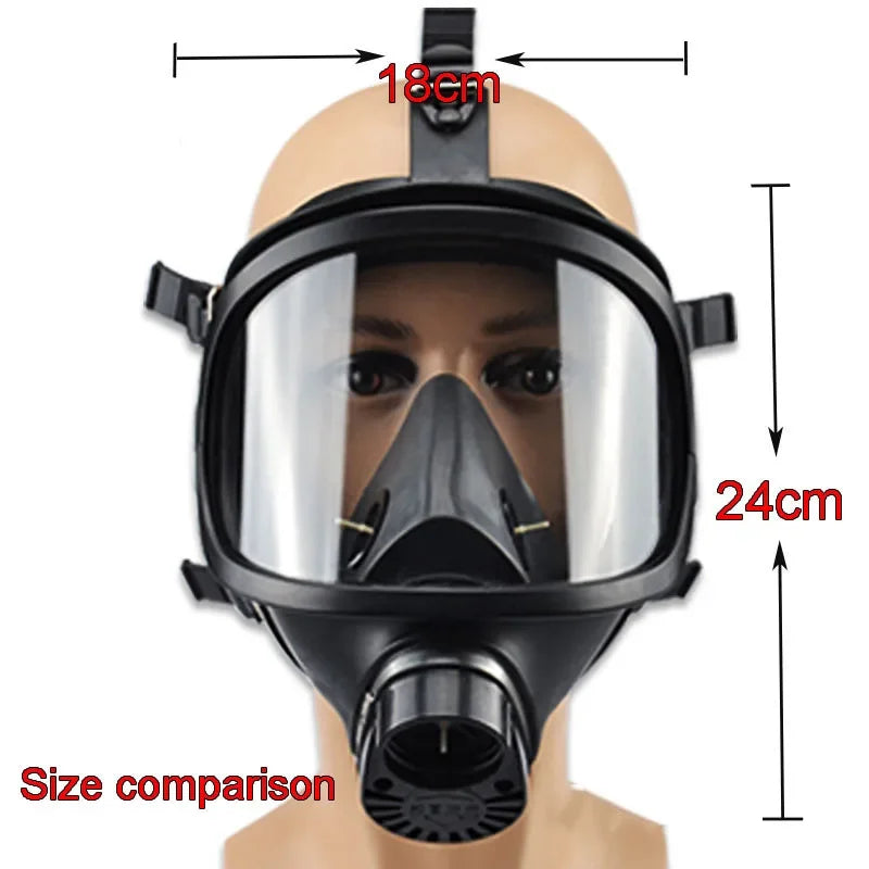 Full Face Gas Mask with Cannister Filter, Firefighter Style Compatible with Glasses