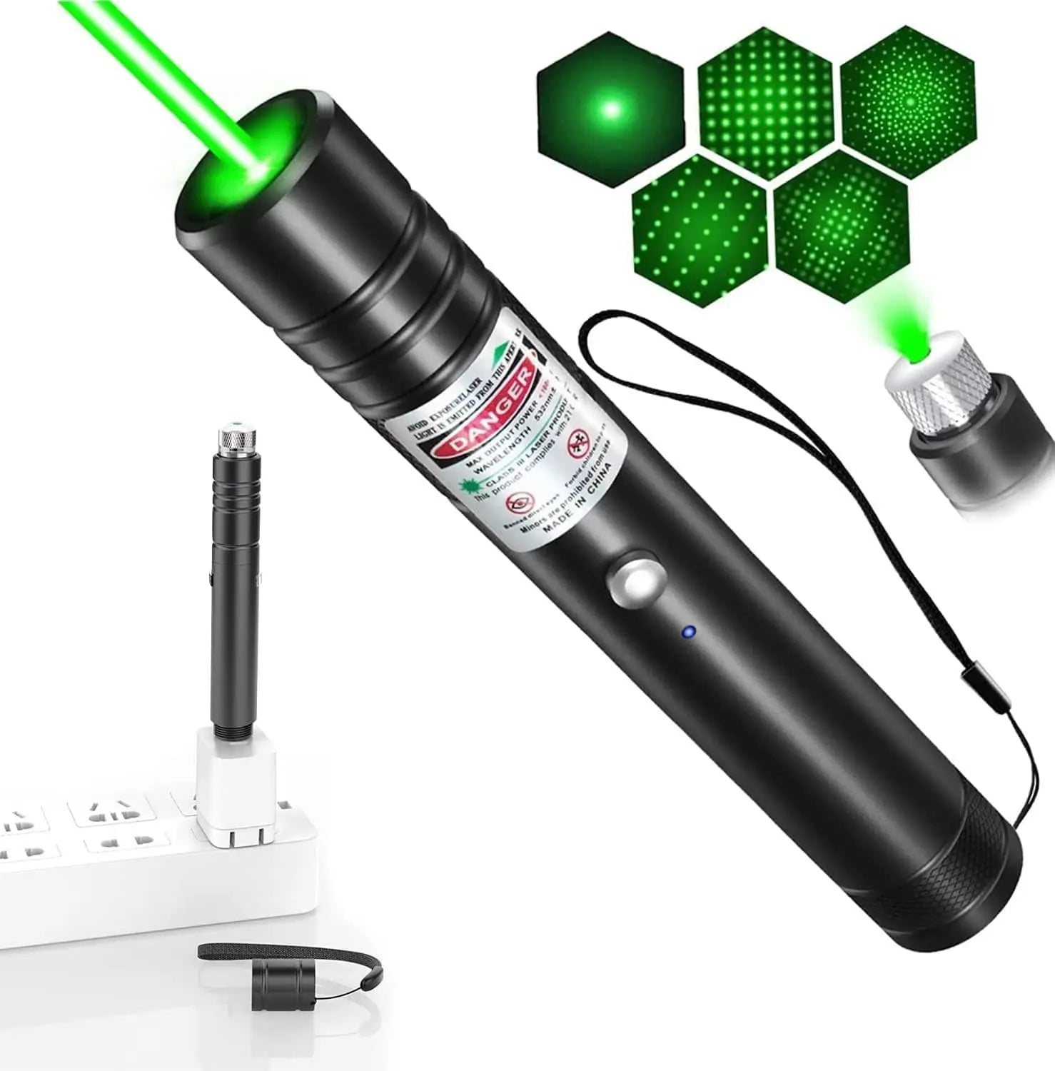 Green Adjustable Focus USB Rechargable Laser Pointer