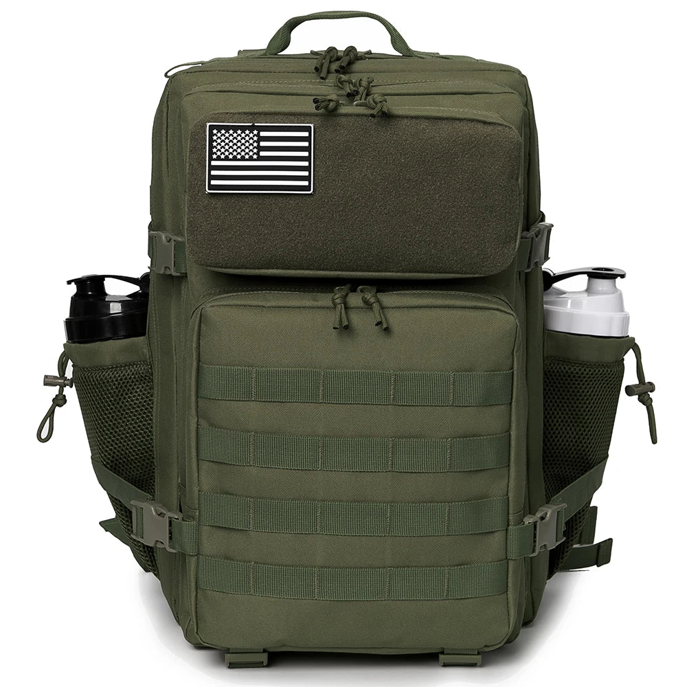 45L Molle Tactical Backpack with 4 Compartments and 2 Water Bottle Pockets