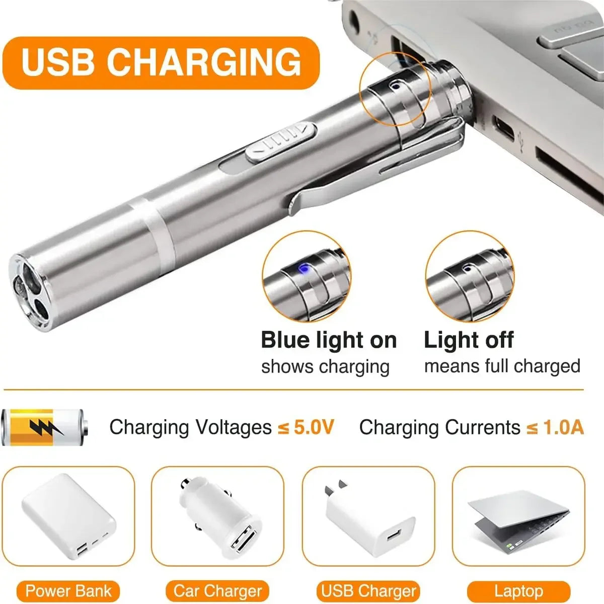 USB Rechargeable Laser Pointer with 3 Modes and 5 Patterns