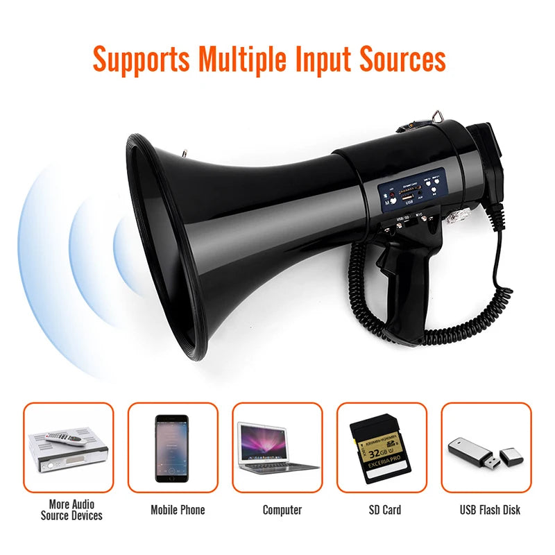 Multi-function 50W High-power Rechargeable Megaphone