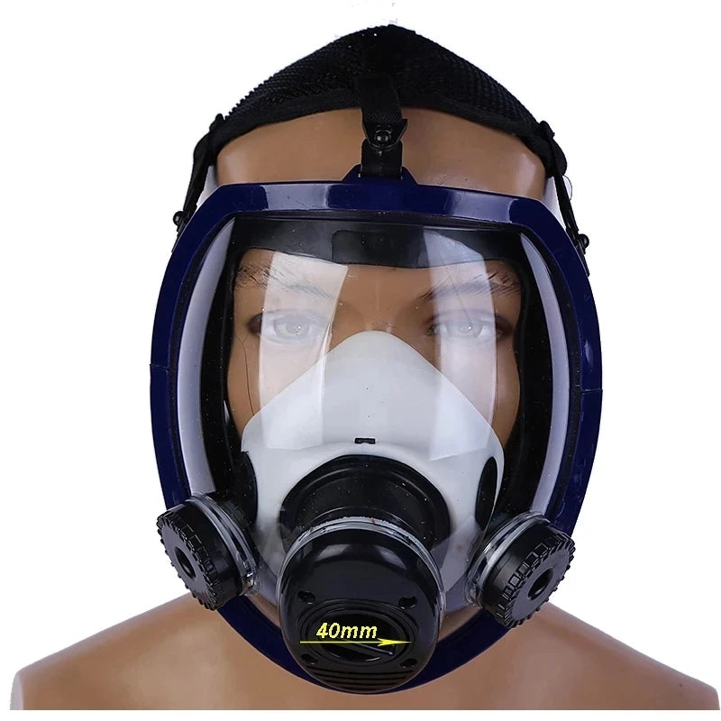 Full face Gas Mask w/ 40 mm activated carbon filter canister