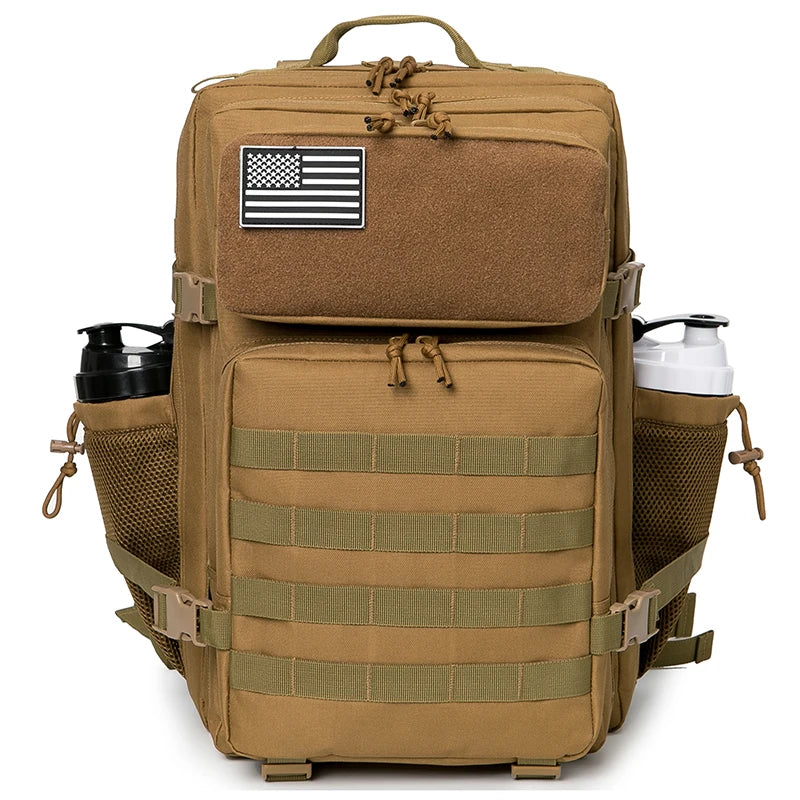 45L Molle Tactical Backpack with 4 Compartments and 2 Water Bottle Pockets