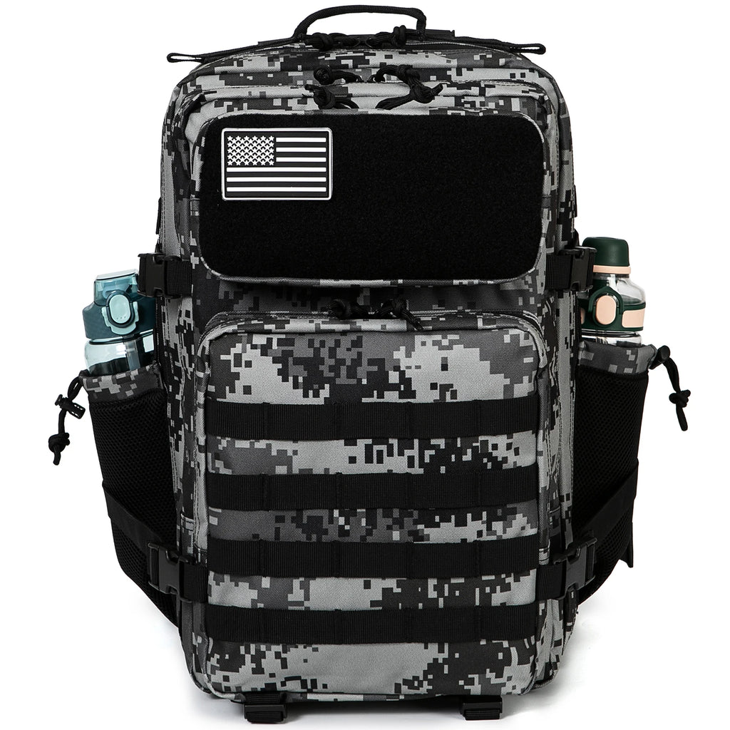 45L Molle Tactical Backpack with 4 Compartments and 2 Water Bottle Pockets