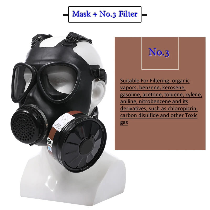 Full Face Gas Mask with Cannister Filter, Goggle Style