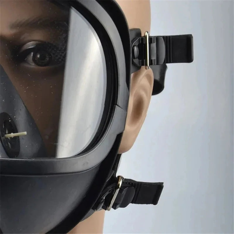 Full Face Gas Mask with Cannister Filter, Firefighter Style Compatible with Glasses