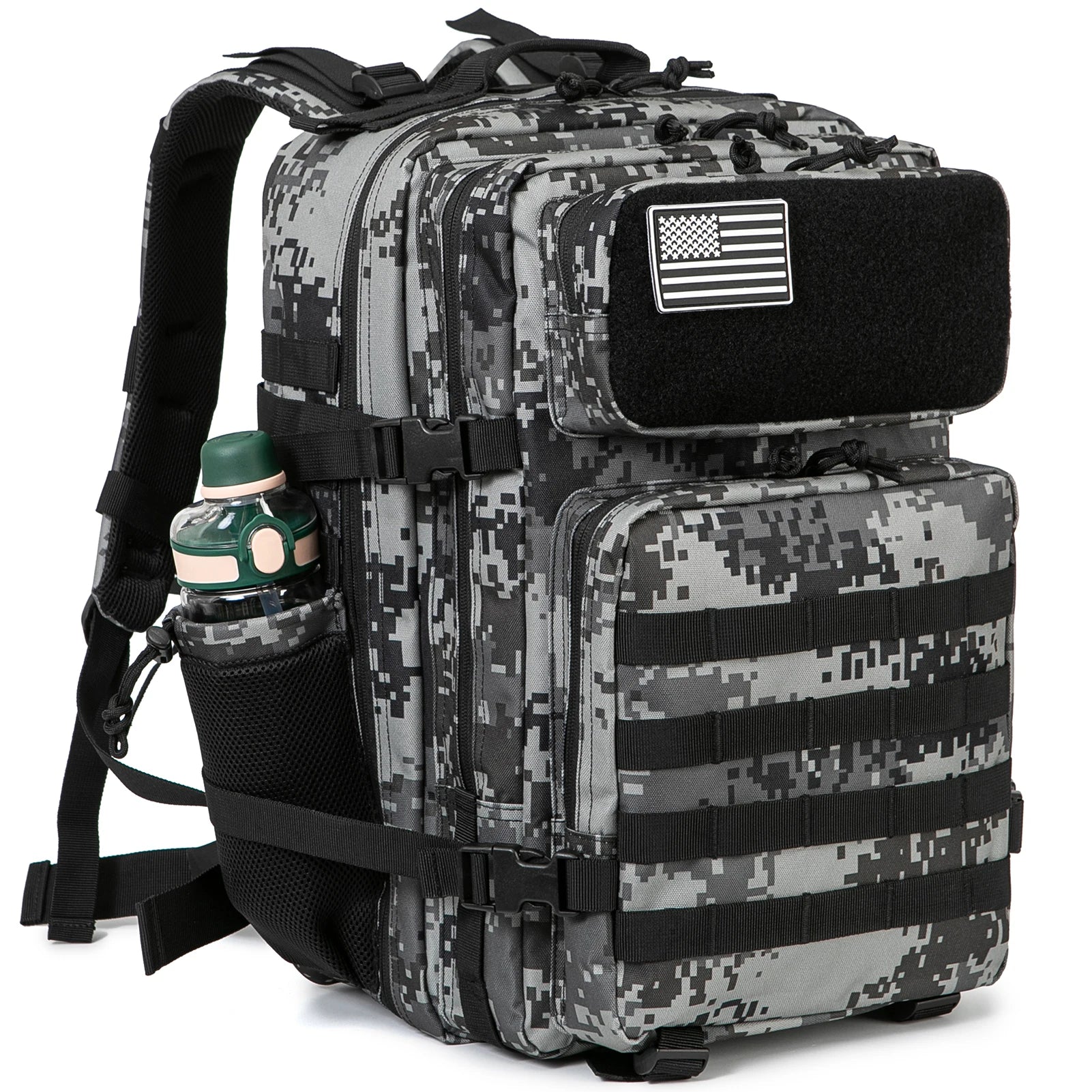 45L Molle Tactical Backpack with 4 Compartments and 2 Water Bottle Pockets